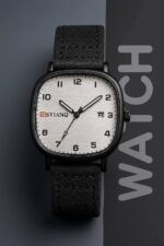 Mstianq Leather Strap B&W Watch