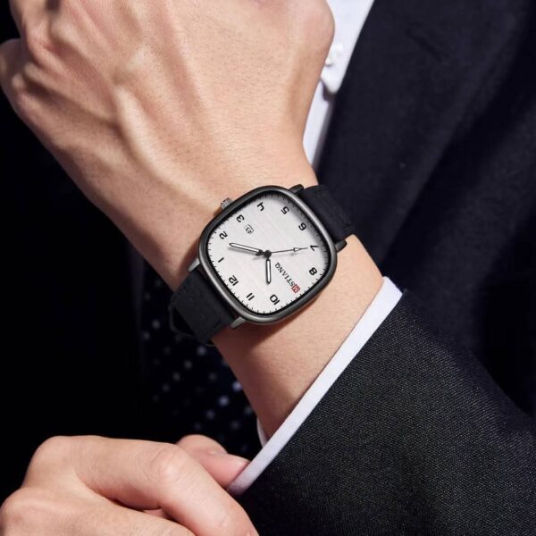 Mstianq Leather Strap B&W Watch - Image 5