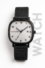 Mstianq Leather Strap B&W Watch - Image 7