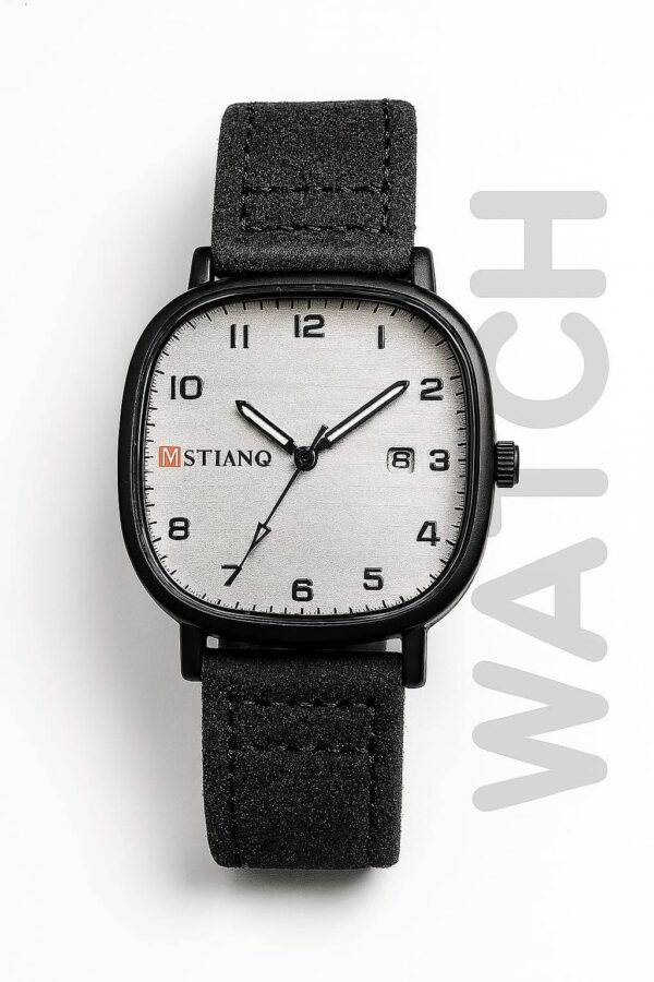 Mstianq Leather Strap B&W Watch - Image 7