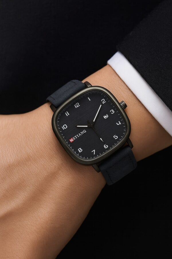 "MSTIANQ"-Business Class Leather Strap Watch-Black - Image 5