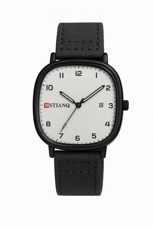 Mstianq Leather Strap B&W Watch - Image 3